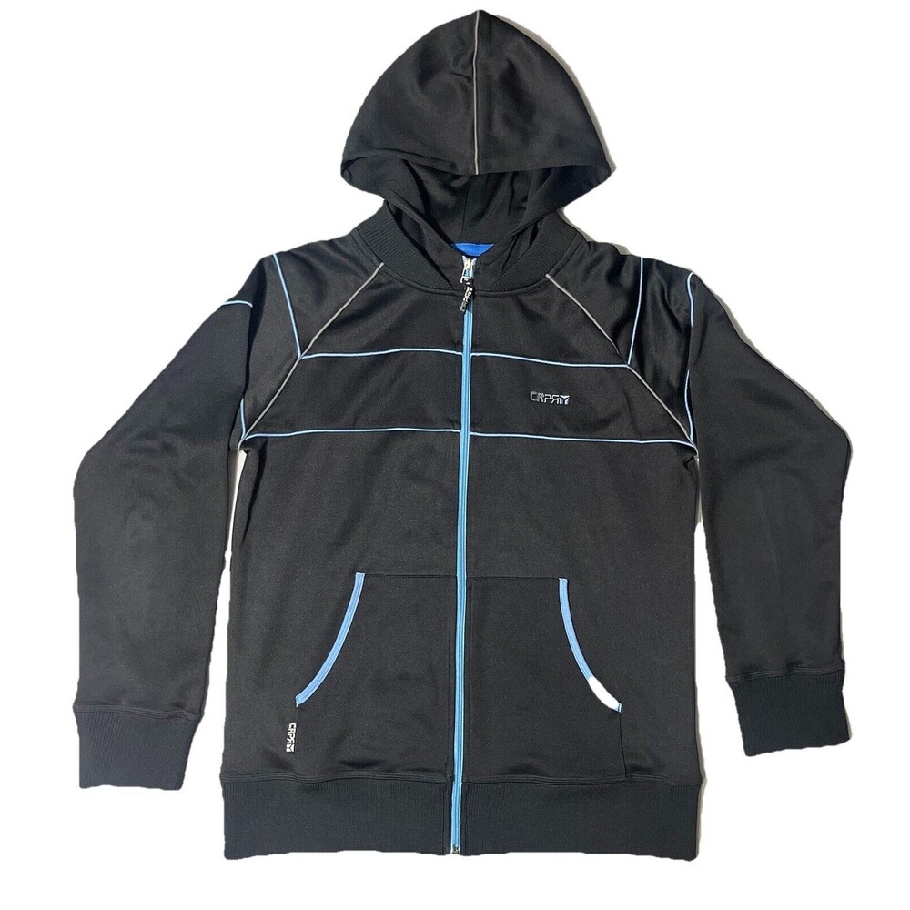CRPR Hooded Full Zip Black Men’s Sweater Blue Trim Designed In Ireland Sz XL